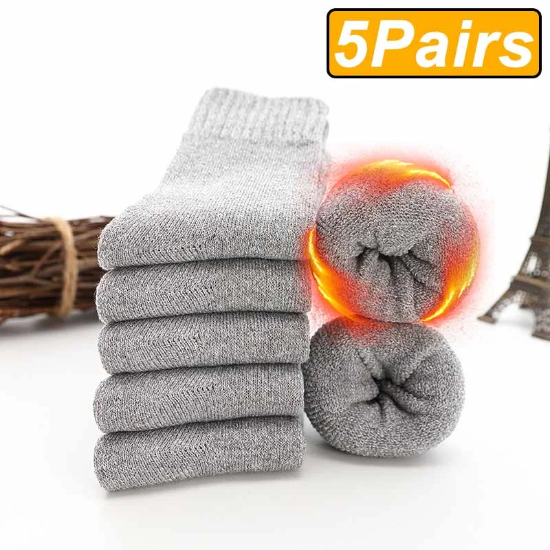 5 Paires de Chaussettes en laine mérinos Chaudes et confortables
