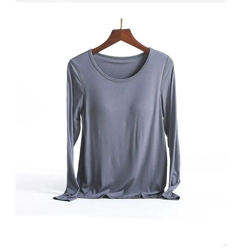 T-shirt à manches longues décontracte avec soutien-gorge intégré