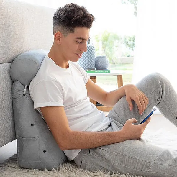 Coussin de lecture triangulaire - Appui-tête & Poche latérale