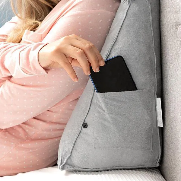 Coussin de lecture triangulaire - Appui-tête & Poche latérale