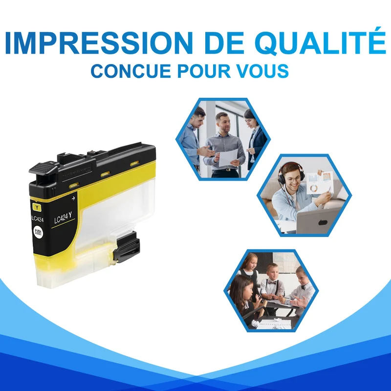 Brother LC424 Jaune Cartouche d'encre compatible