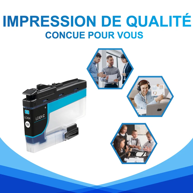Brother LC424 Cyan Cartouche d'encre compatible