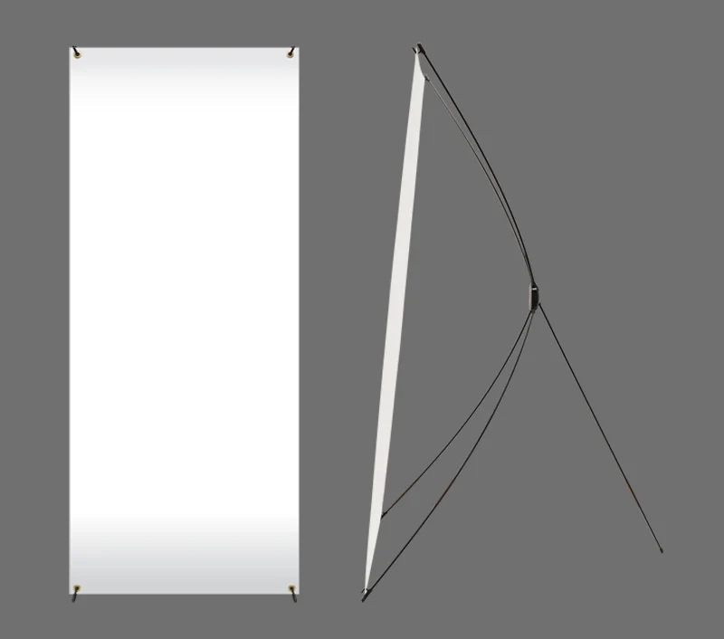 X Banner Display Stand 24 x 63in (60 cm x 160 cm)-Black Non-Adjustable