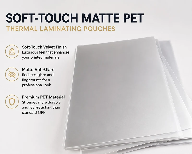 Soft-Touch Matte PET Thermal Laminating Pouches