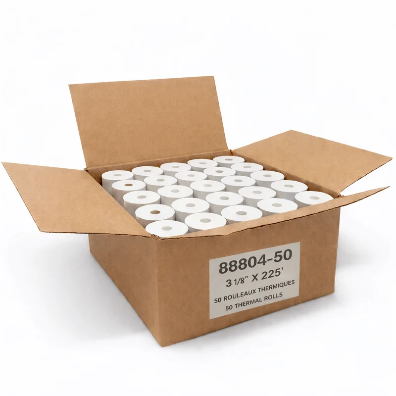 Rouleaux thermiques 3 1/8 po × 225 pi sans BPA sans mandrin — 50 rouleaux