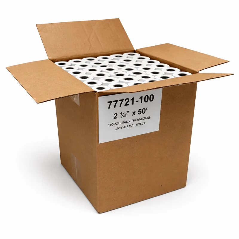 Rouleaux thermiques 2 1/4 po × 50 pi sans BPA — 50 ou 100 rouleaux