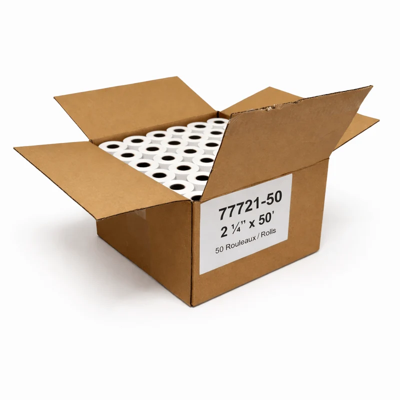 Rouleaux thermiques 2 1/4 po × 50 pi sans BPA — 50 ou 100 rouleaux