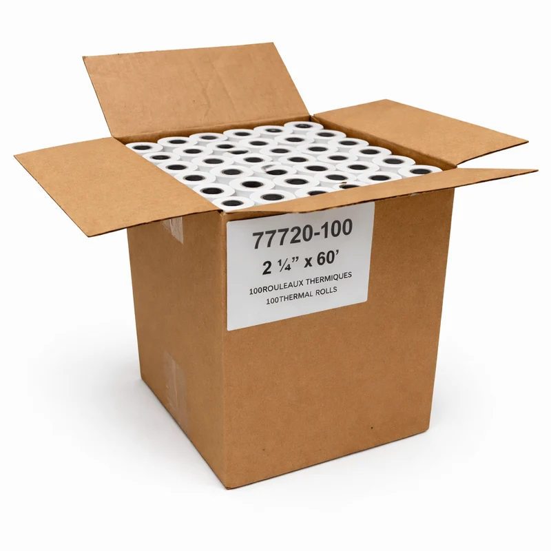 Rouleaux thermiques 2 1/4 po × 60 pi sans BPA — 50 ou 100 rouleaux