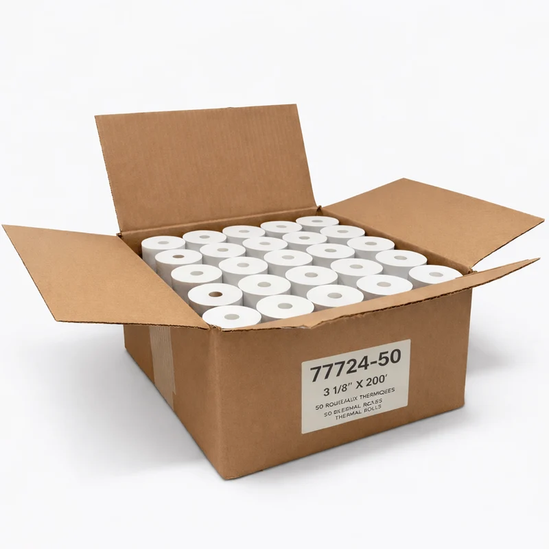 Rouleaux thermiques 3 1/8 po × 200 pi sans BPA sans mandrin — 50 rouleaux