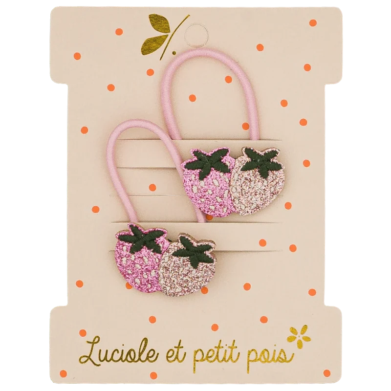 Élastiques mini - Strawbie les fraises (paire) | Luciole et Petit Pois