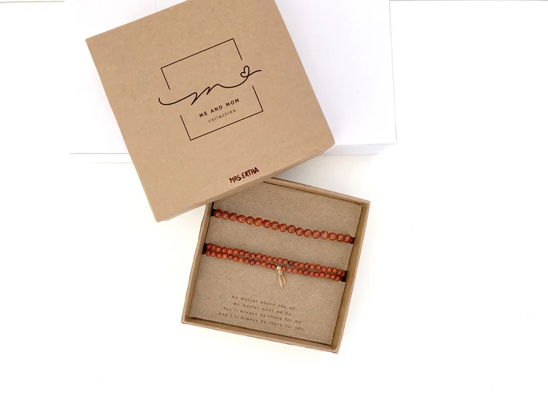 Bracelets Moi et maman - Jaspe rouge - Mrs Ertha