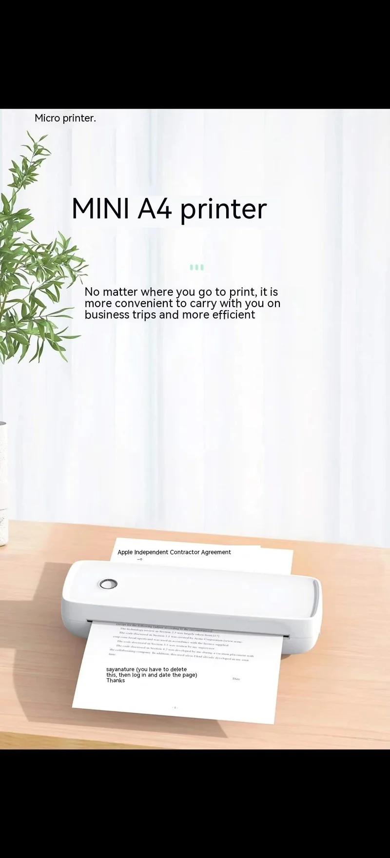 Imprimante Thermique Portable A4 – Impression Bluetooth Sans Encre