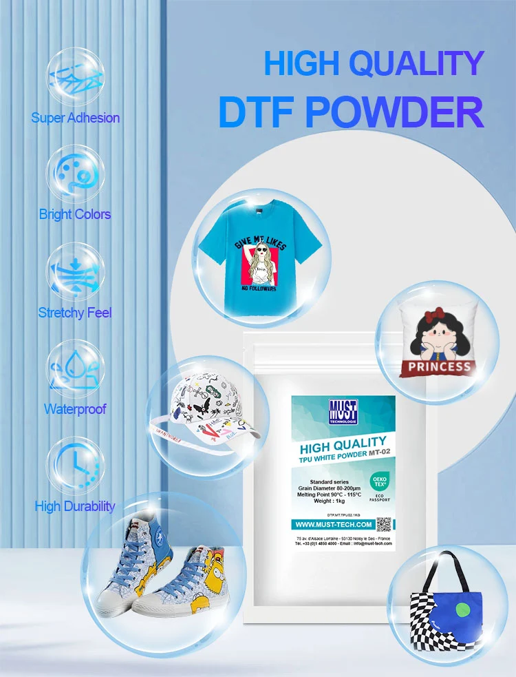 Poudre TPU DTF 1kg MT-02 - Poudre de Transfert Rapide Haute Qualité