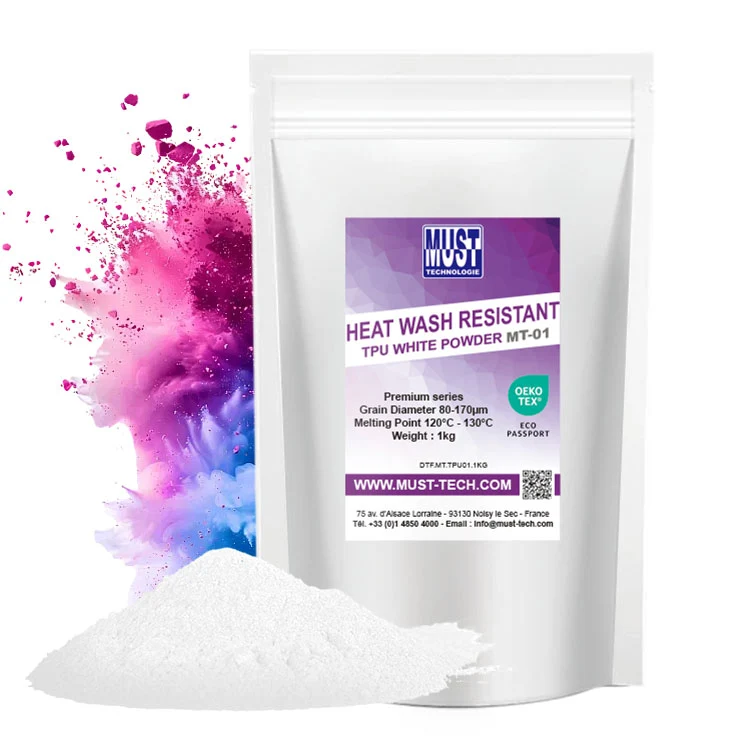 Poudre TPU DTF 1kg MT-01 - Poudre de Transfert résistante au lavage à 60°C