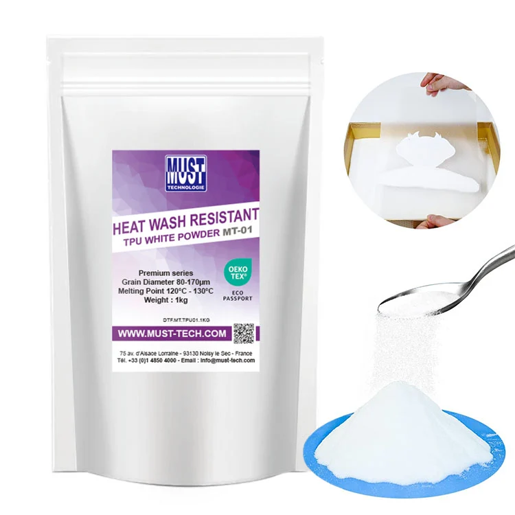 Poudre TPU DTF 1kg MT-01 - Poudre de Transfert résistante au lavage à 60°C