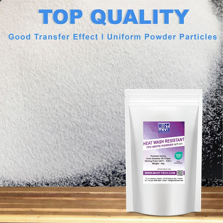 Poudre TPU DTF 1kg MT-01 - Poudre de Transfert résistante au lavage à 60°C