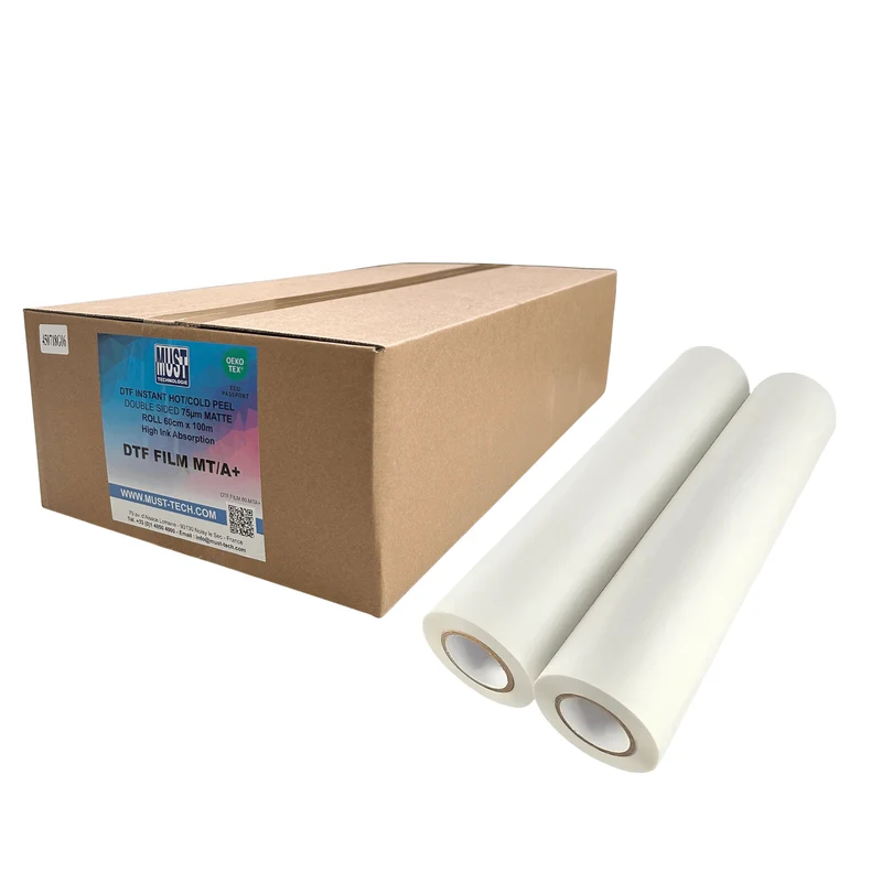 Rouleau DTF Papier Film MT/A+ pelage instantané - double face matte - 60cm x 100m - 75µ ⭐⭐⭐⭐⭐