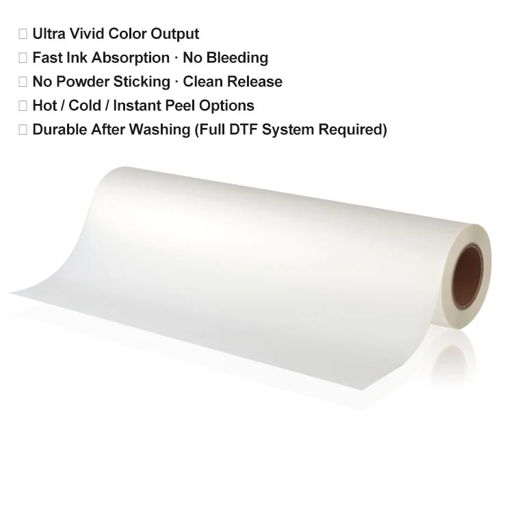 Rouleau DTF Papier Film MT/A+ pelage instantané - double face matte - 60cm x 100m - 75µ ⭐⭐⭐⭐⭐