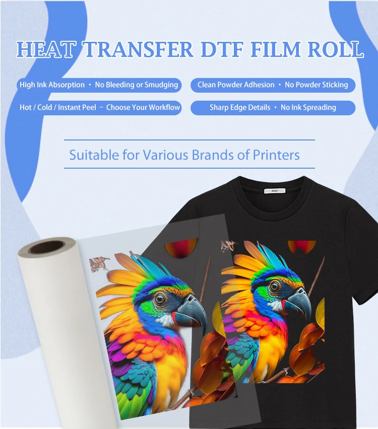 Rouleau DTF Papier Film MT/A+ pelage instantané - double face matte - 60cm x 100m - 75µ ⭐⭐⭐⭐⭐