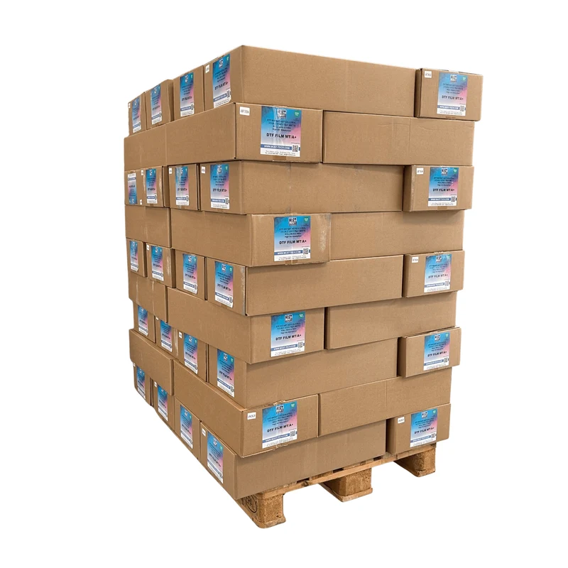 Palette de 108 Rouleaux DTF Papier Film MT/A+ pelage à chaud - double face matte - 60cm x 100m - 75µ ⭐⭐⭐⭐