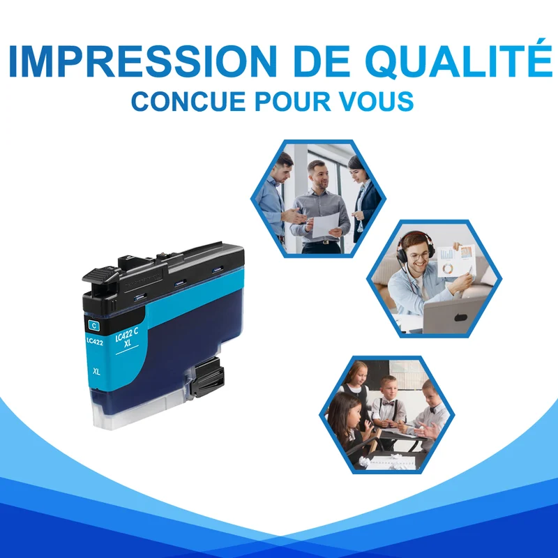 Brother LC422XL Cyan Cartouche d'encre compatible