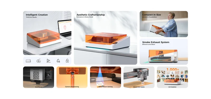 TOOCAA NOVA – Machine de découpe & gravure laser intelligente avec IA intégrée