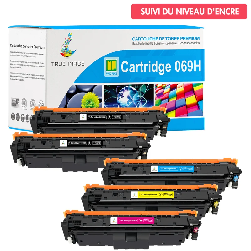 Canon i-SENSYS LBP673C Toners Compatibles (Avec Puce) - 069 069H Pack