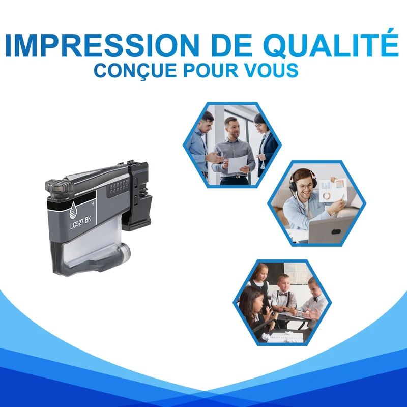Brother LC527BK LC527XLBK Cartouche d'encre Noir Compatible