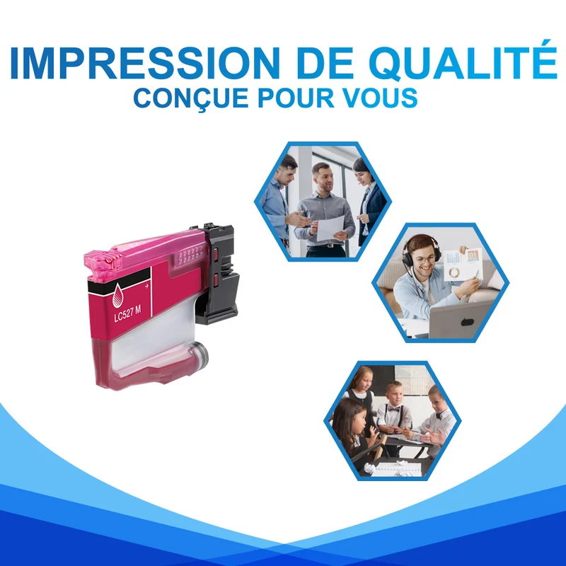 Brother LC527M LC527XLM Cartouche d'encre Magenta Compatible