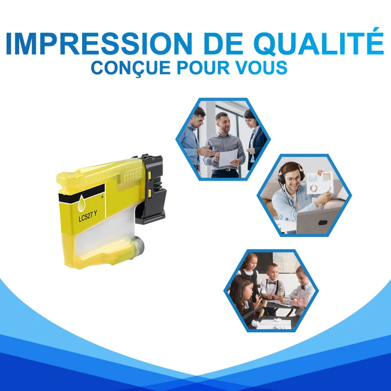 Brother LC527Y LC527XLY Cartouche d'encre Jaune Compatible