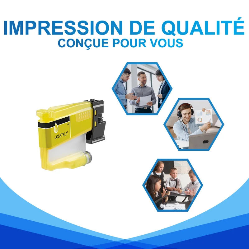Brother LC527Y LC527XLY Cartouche d'encre Jaune Compatible
