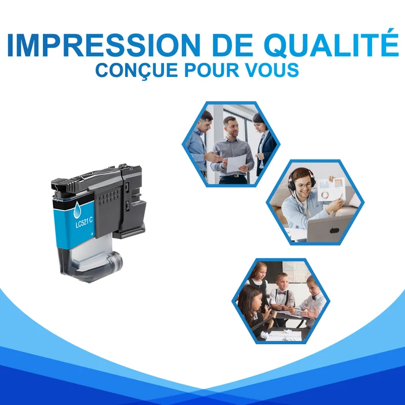 Brother LC521 Cyan Cartouche d'encre compatible