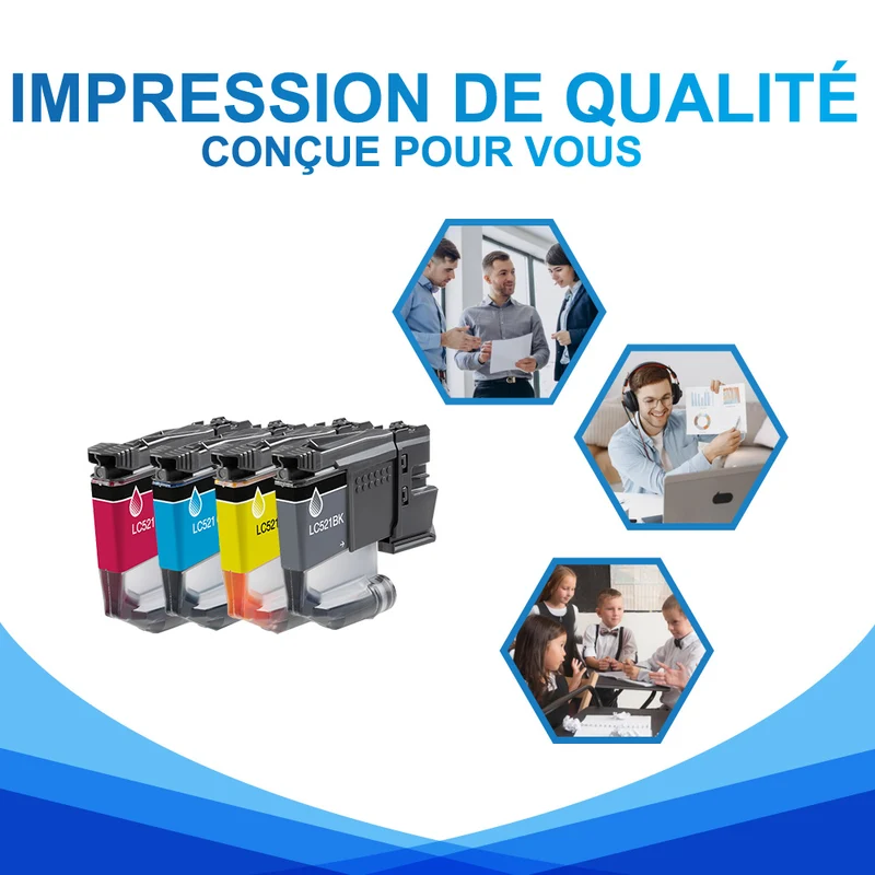 Pack Brother LC521 CMYK Cartouches d'encre compatibles