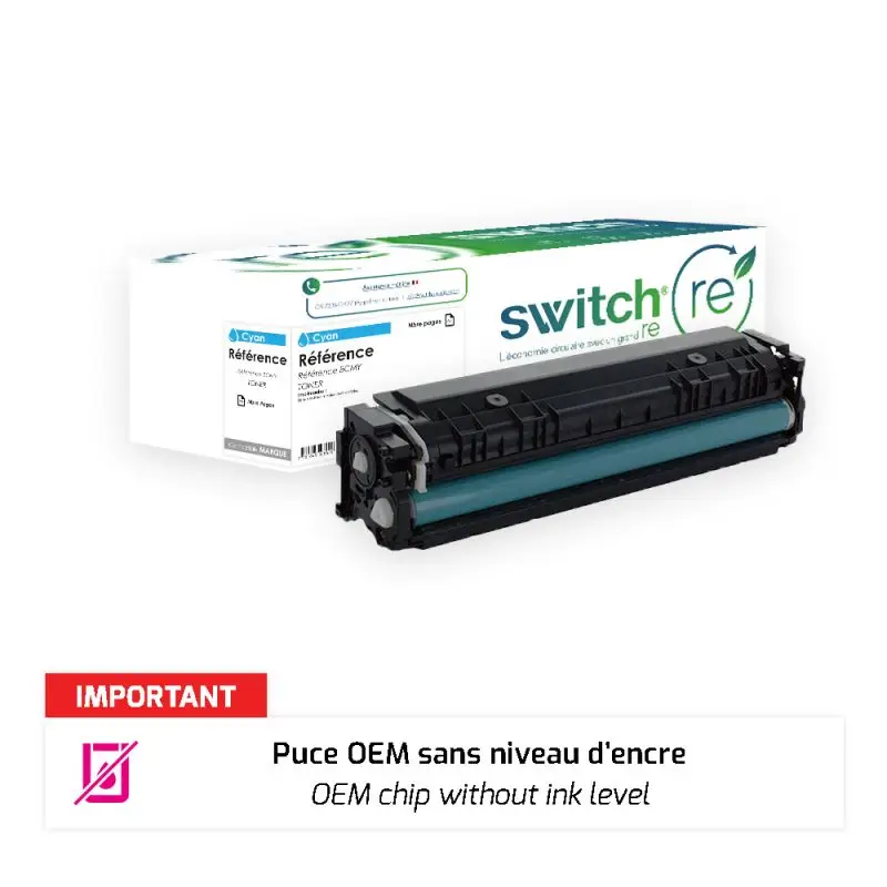 HP 415A Toner Cyan remanufacturé puce OEM équivalent à W2031A · Switch RE