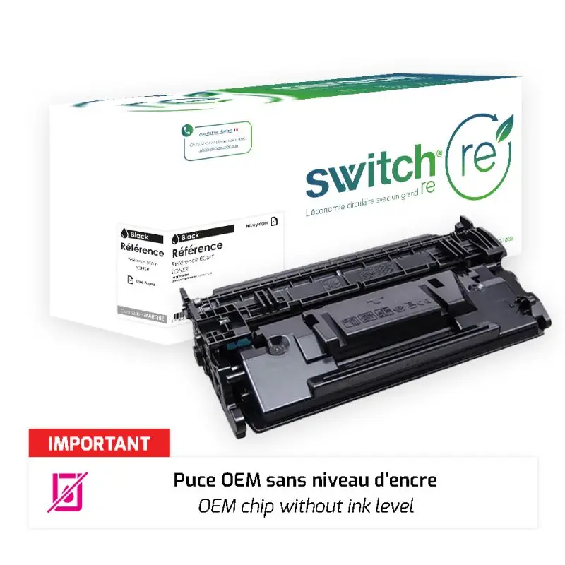 HP 59X Toner Noir remanufacturé puce OEM équivalent à CF259X · Switch RE