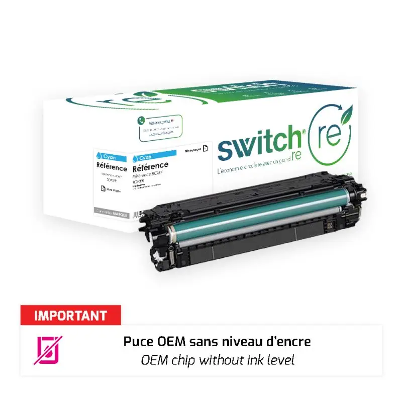 HP 212A Toner Cyan remanufacturé puce OEM équivalent à W2121A · Switch RE