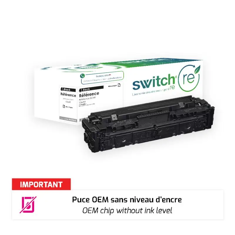 HP 207X Toner Noir remanufacturé puce OEM équivalent à W2210X · Switch RE
