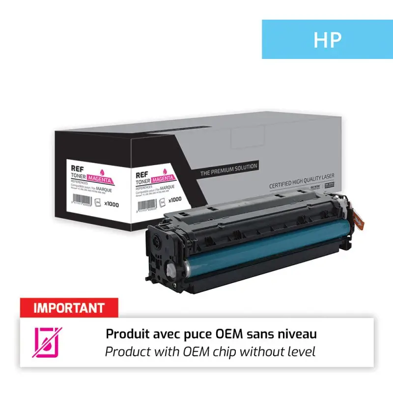 HP 207X Toner Magenta remanufacturé puce OEM équivalent à W2213X