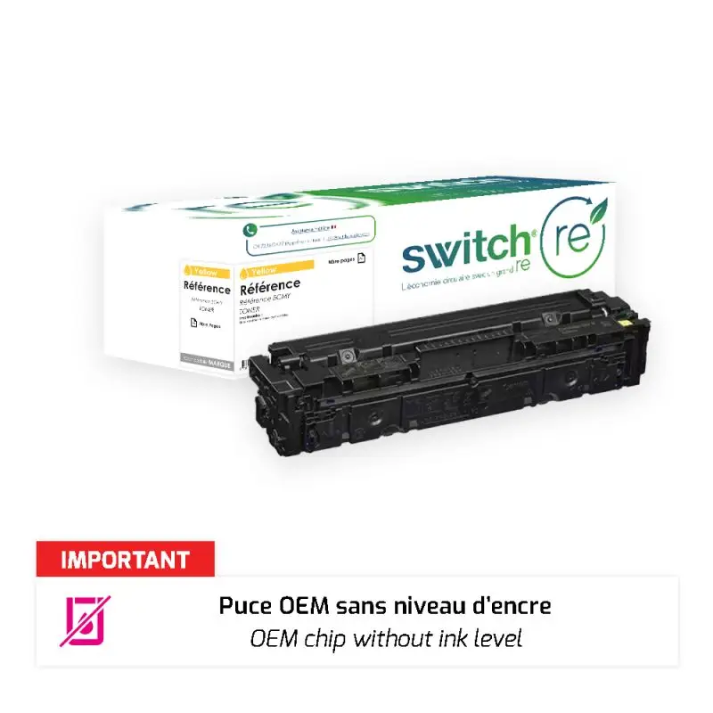 HP 207A Toner Jaune remanufacturé puce OEM équivalent à W2212A · Switch RE