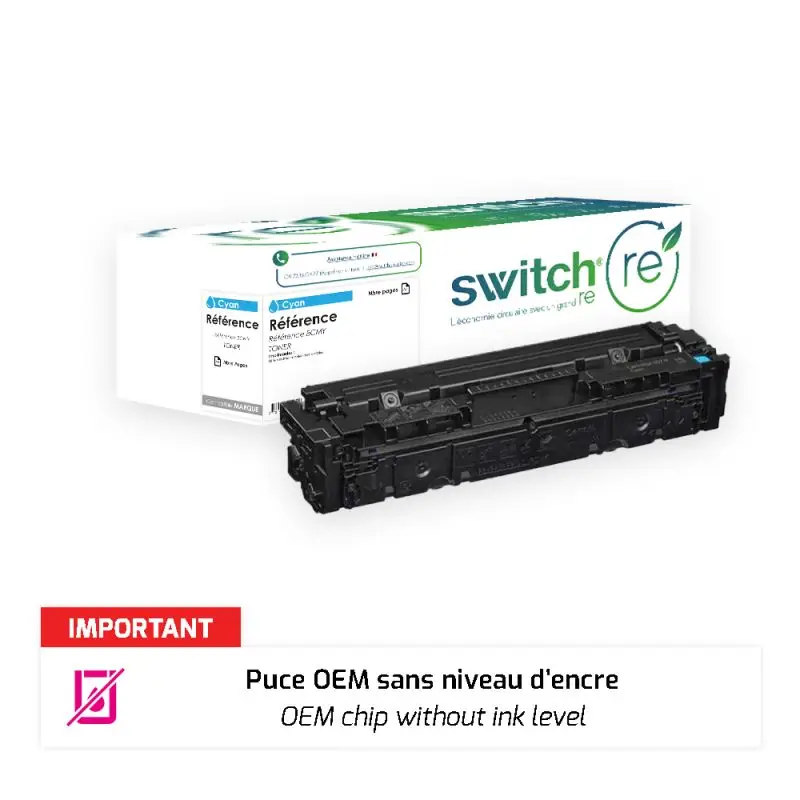 HP 207A Toner Cyan remanufacturé puce OEM équivalent à W2211A · Switch RE