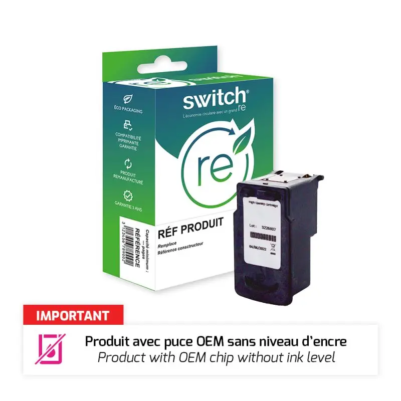 Canon 546XL Cartouche Tricolore remanufacturé équivalent à CL546XL, 8288B001 · Switch RE