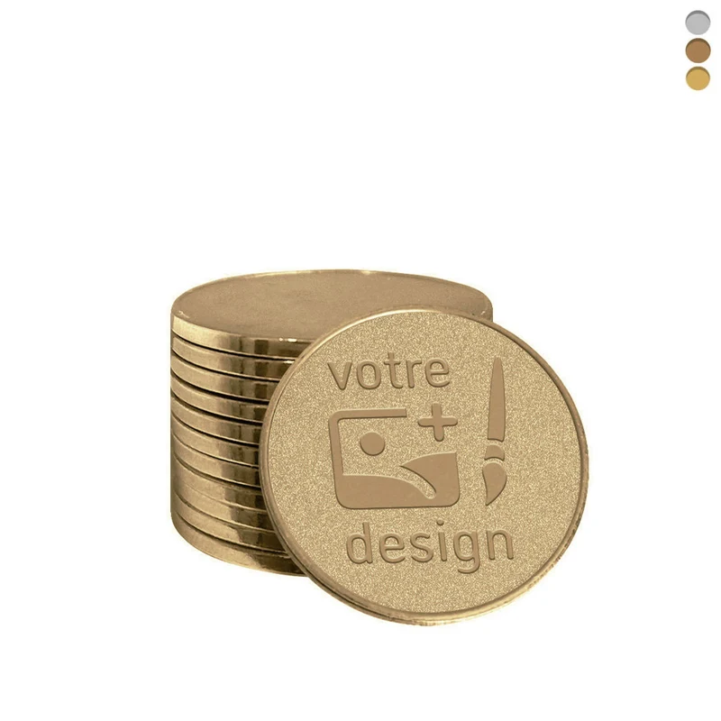 Jetons caddie personnalisés bronze coulé format 1,00 € - 100 pièces