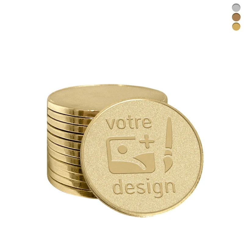 Jetons caddie personnalisés bronze coulé format 0,50 € - 100 pièces