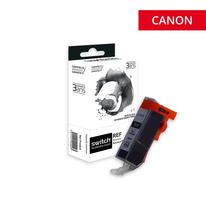 Canon 521 Cartouche Photo Noir compatible équivalent à CLI-521B, 2933B001 · Switch
