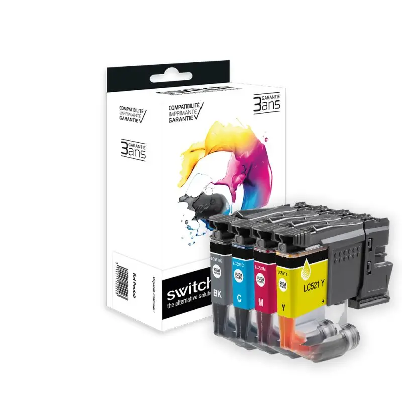 Brother 521 Cartouche Pack 4 Couleurs compatible équivalent à LC521VAL · Switch