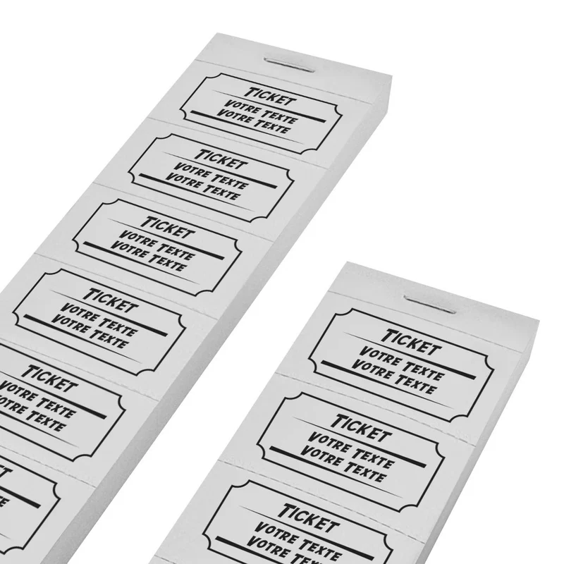 Carnet de tickets avec propre texte avec 2 lignes - 1000 tickets