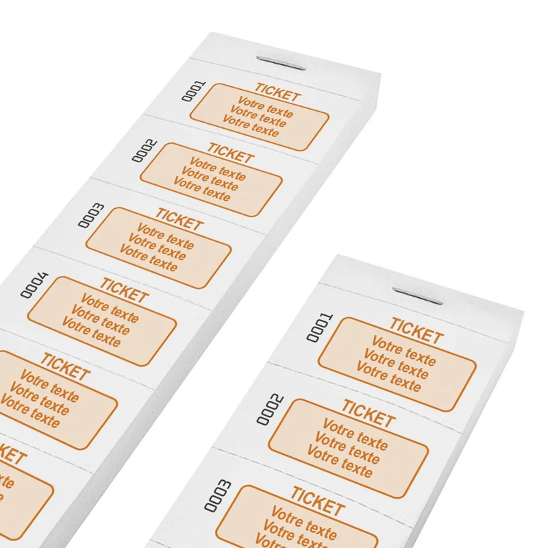 Carnet de tickets avec propre texte avec 3 lignes et numérotés - 1000 tickets