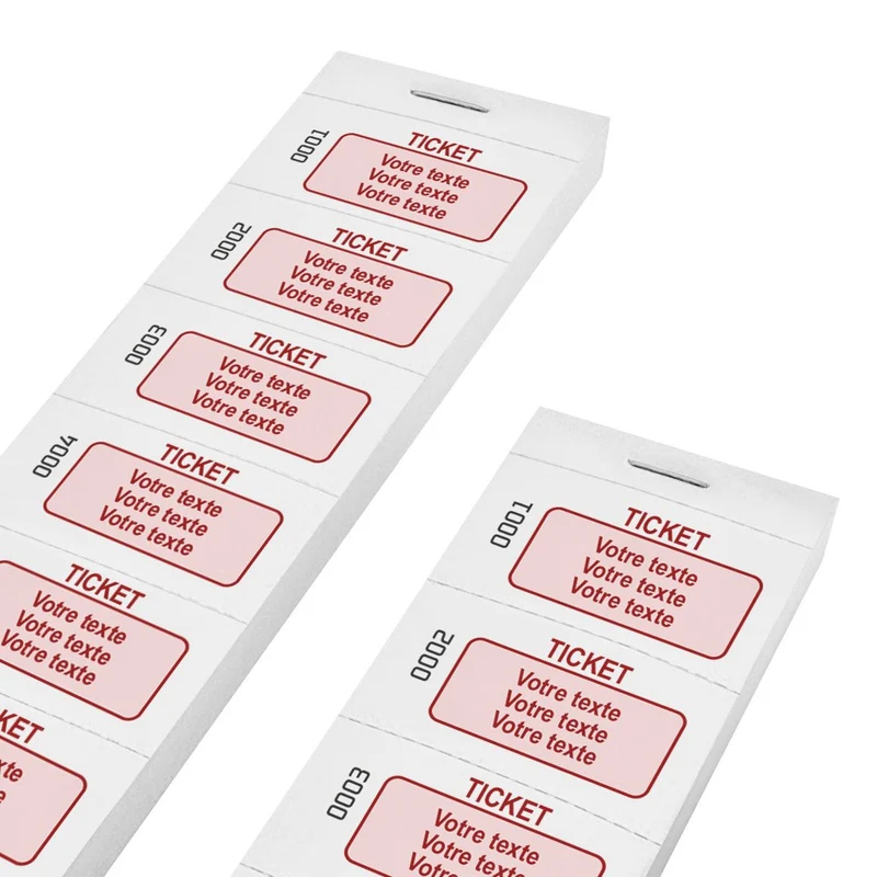 Carnet de tickets avec propre texte avec 3 lignes et numérotés - 1000 tickets