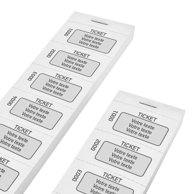 Carnet de tickets avec propre texte avec 3 lignes et numérotés - 1000 tickets