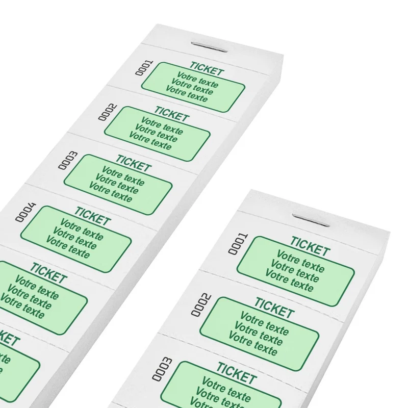 Carnet de tickets avec propre texte avec 3 lignes et numérotés - 1000 tickets